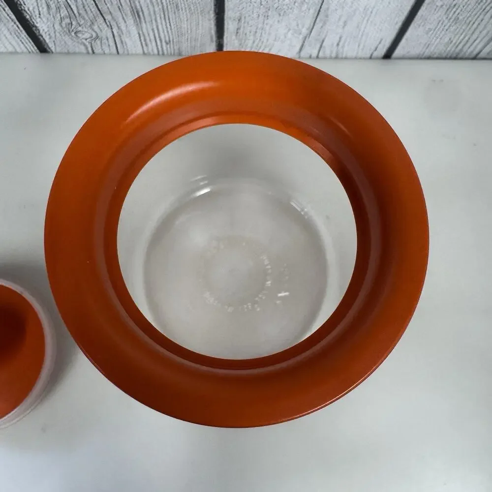 Vintage Tupperware Orange 2 1/4 Cup Canister #1477 With Push Button Lid